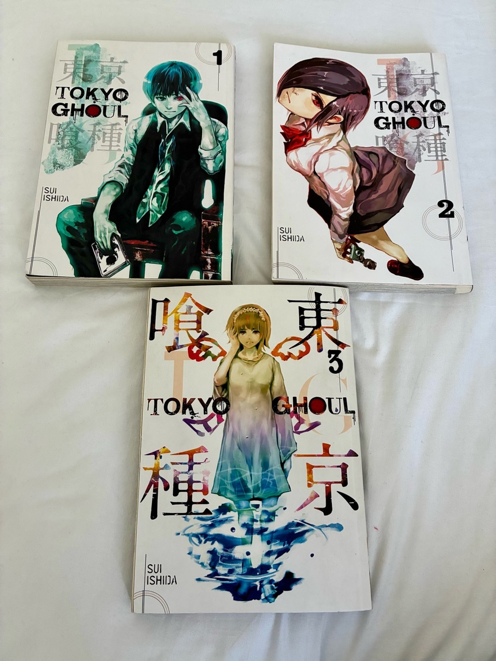 Preowned English Paperback Tokyo Ghoul Manga Volumes 1, 2, and 3